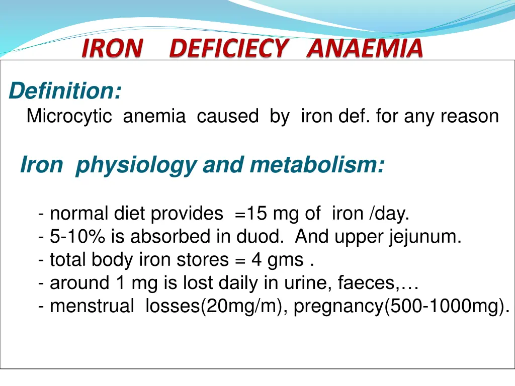 definition microcytic anemia caused by iron