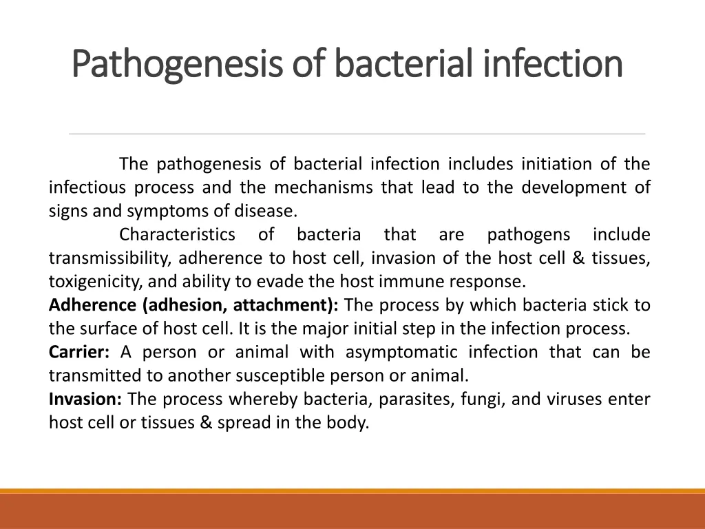 pathogenesis of bacterial infection pathogenesis