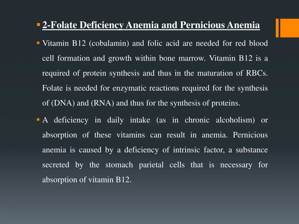 2 folate deficiencyanemia and perniciousanemia