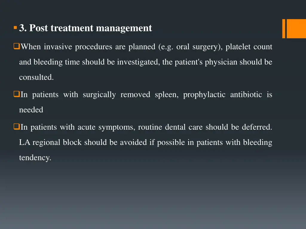 3 post treatment management