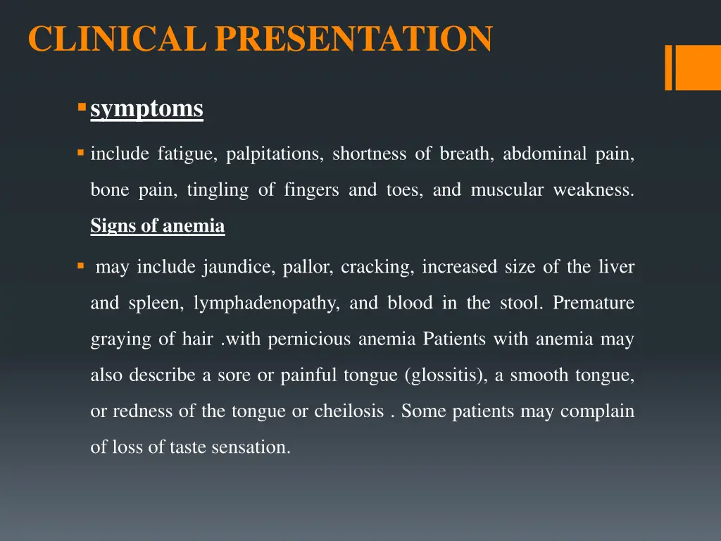 clinical presentation
