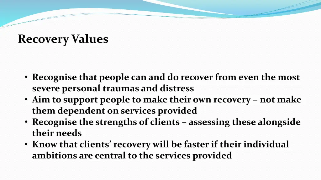 recovery values