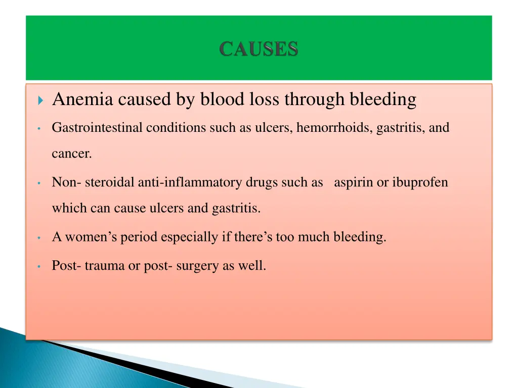 anemia caused by blood loss through bleeding