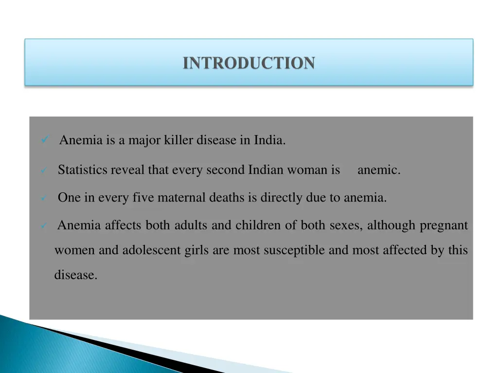 anemia is a major killer disease in india