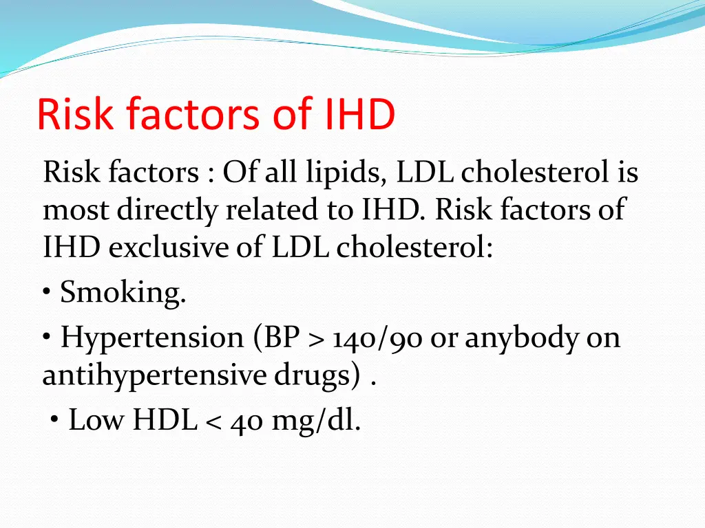 risk factors of ihd