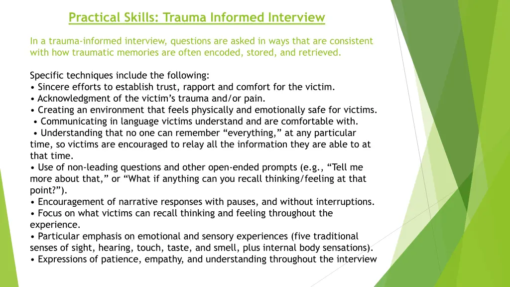 practical skills trauma informed interview