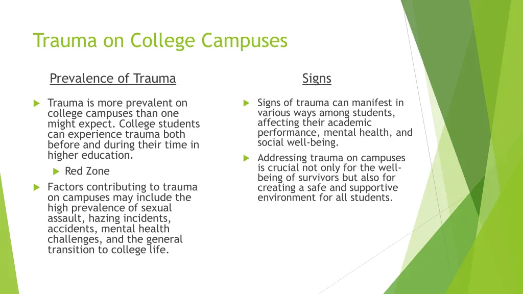 trauma on college campuses