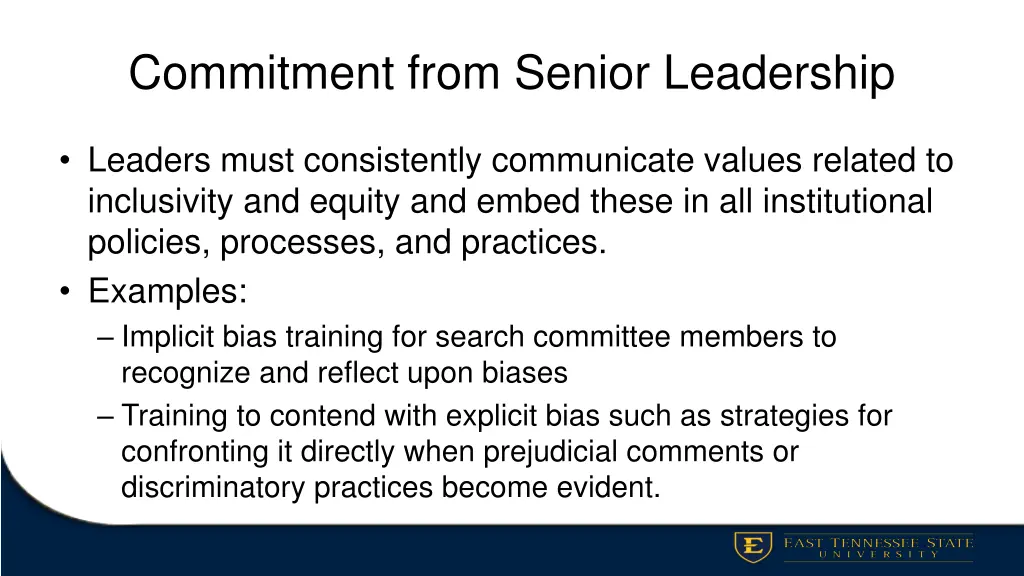 commitment from senior leadership 1