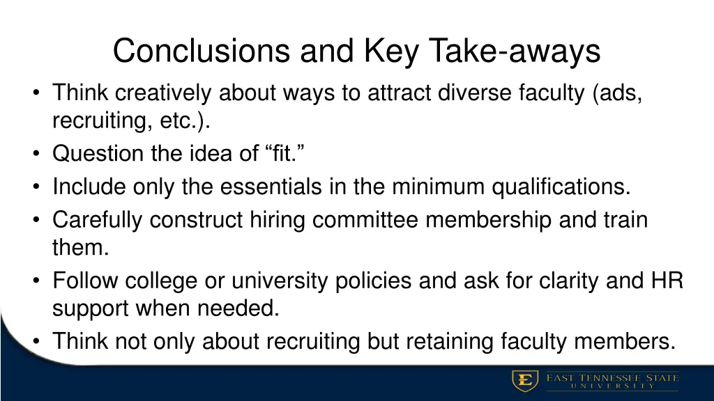 conclusions and key take aways think creatively