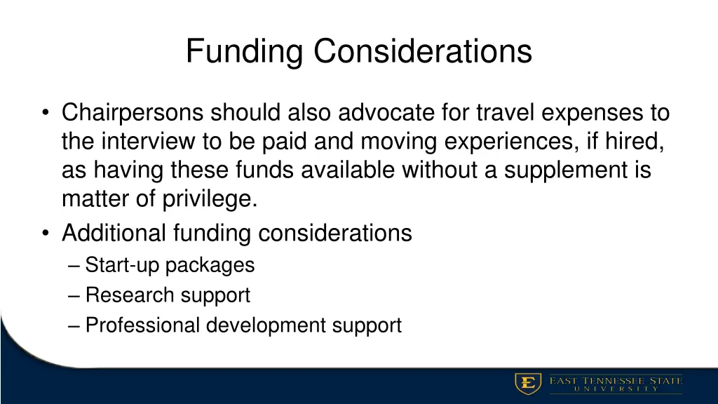 funding considerations