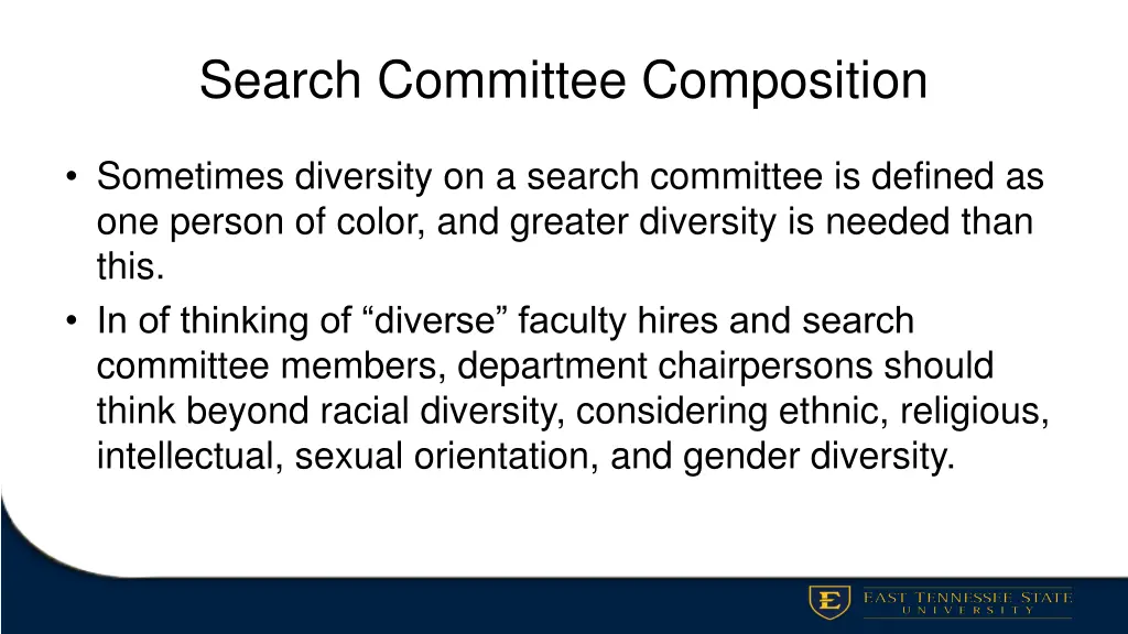 search committee composition
