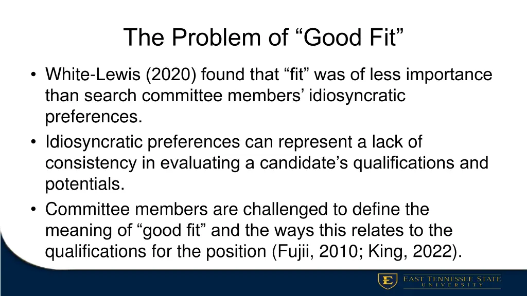 the problem of good fit 1
