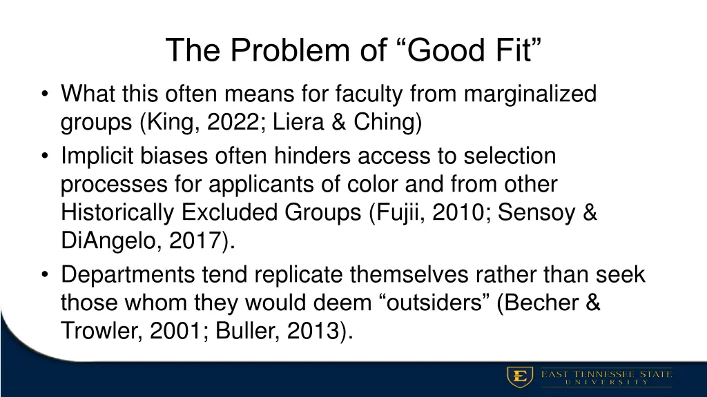 the problem of good fit what this often means