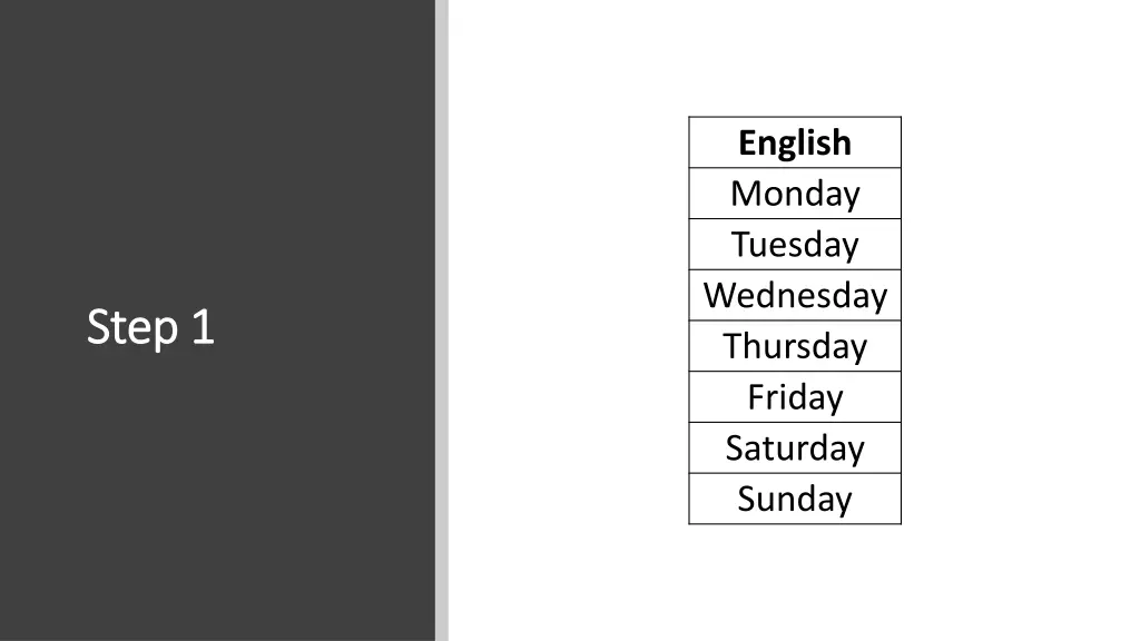 english monday tuesday wednesday thursday friday
