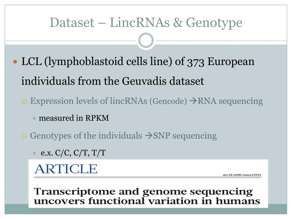 dataset lincrnas genotype