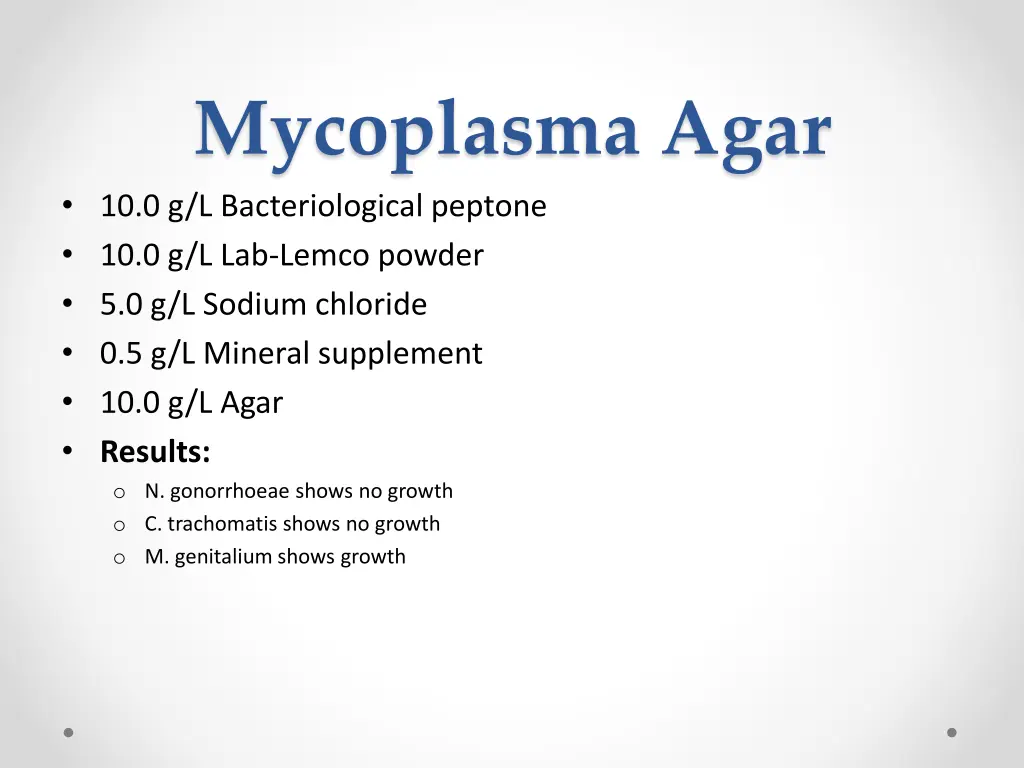 mycoplasma agar 10 0 g l bacteriological peptone