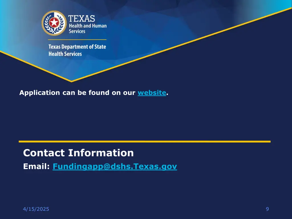 application can be found on our website
