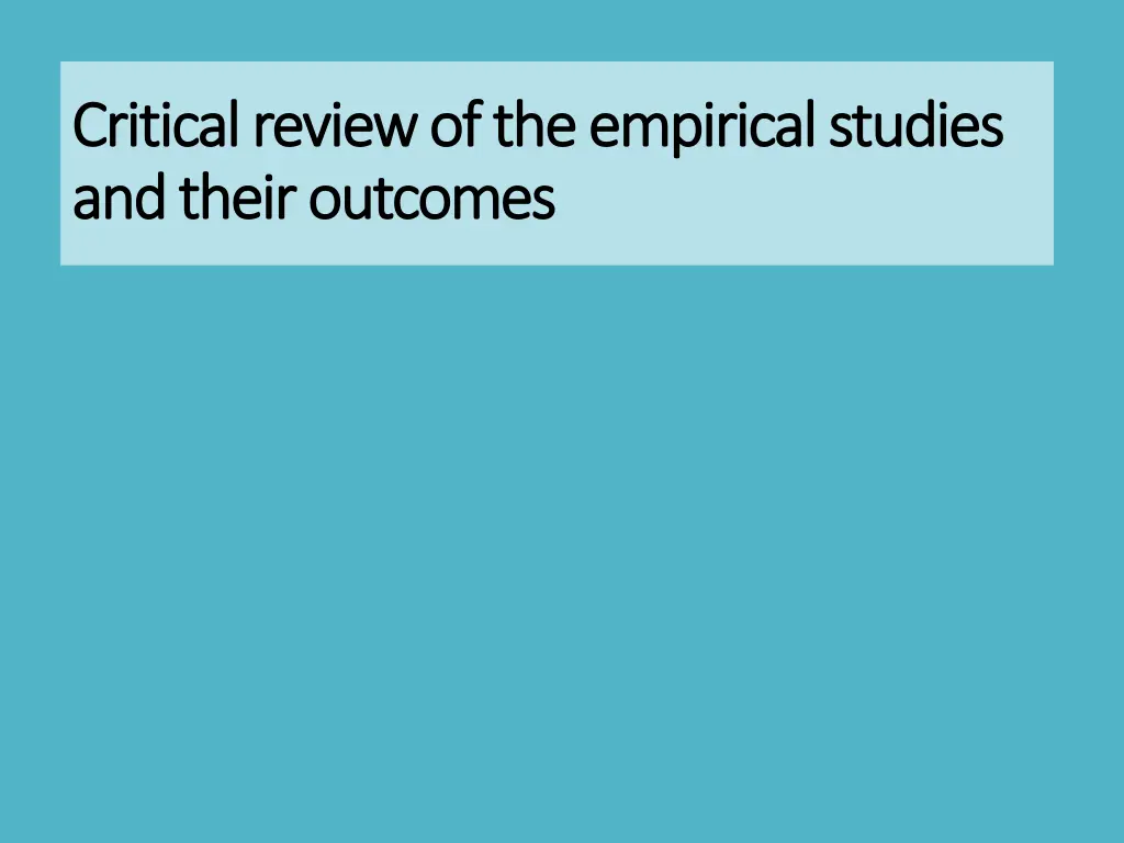 critical review of the empirical studies critical