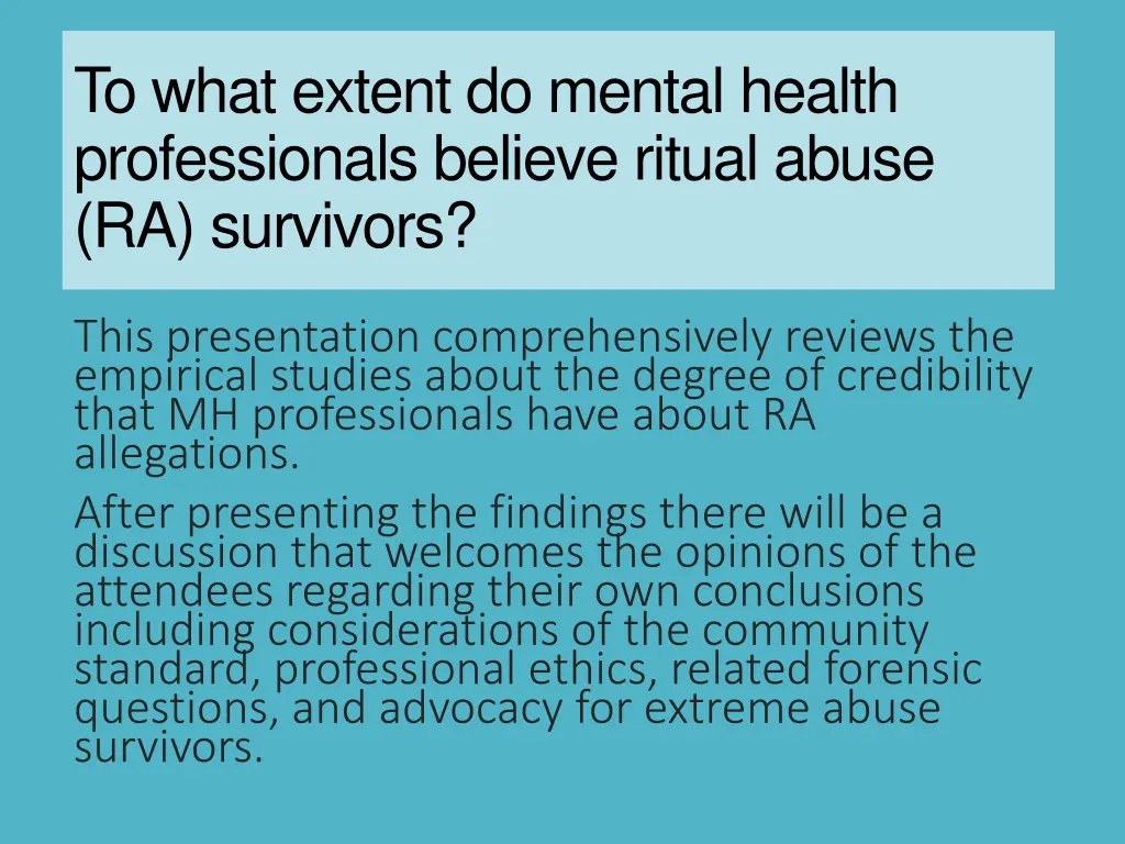 to what extent do mental health professionals
