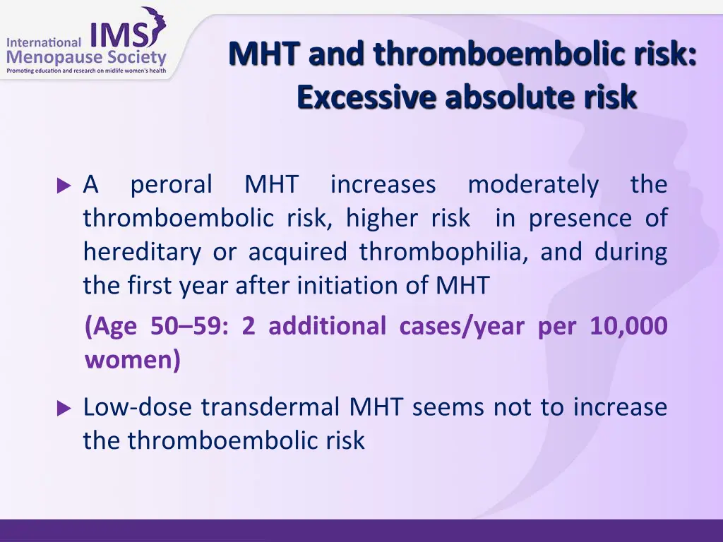 mht and thromboembolic risk excessive absolute
