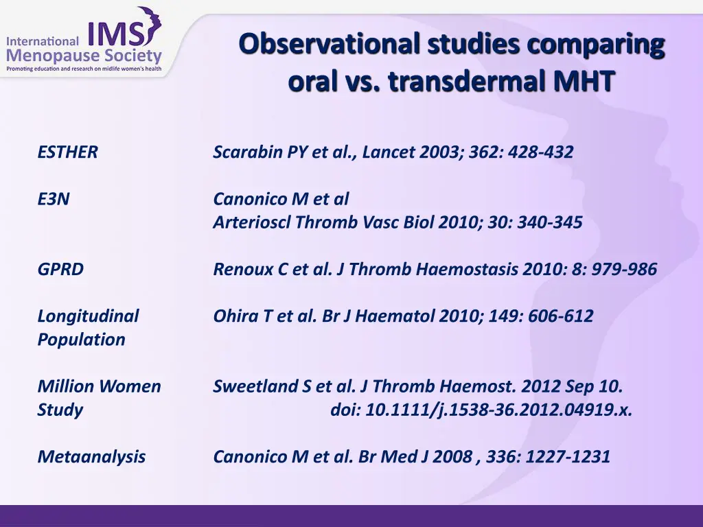 observational studies comparing oral