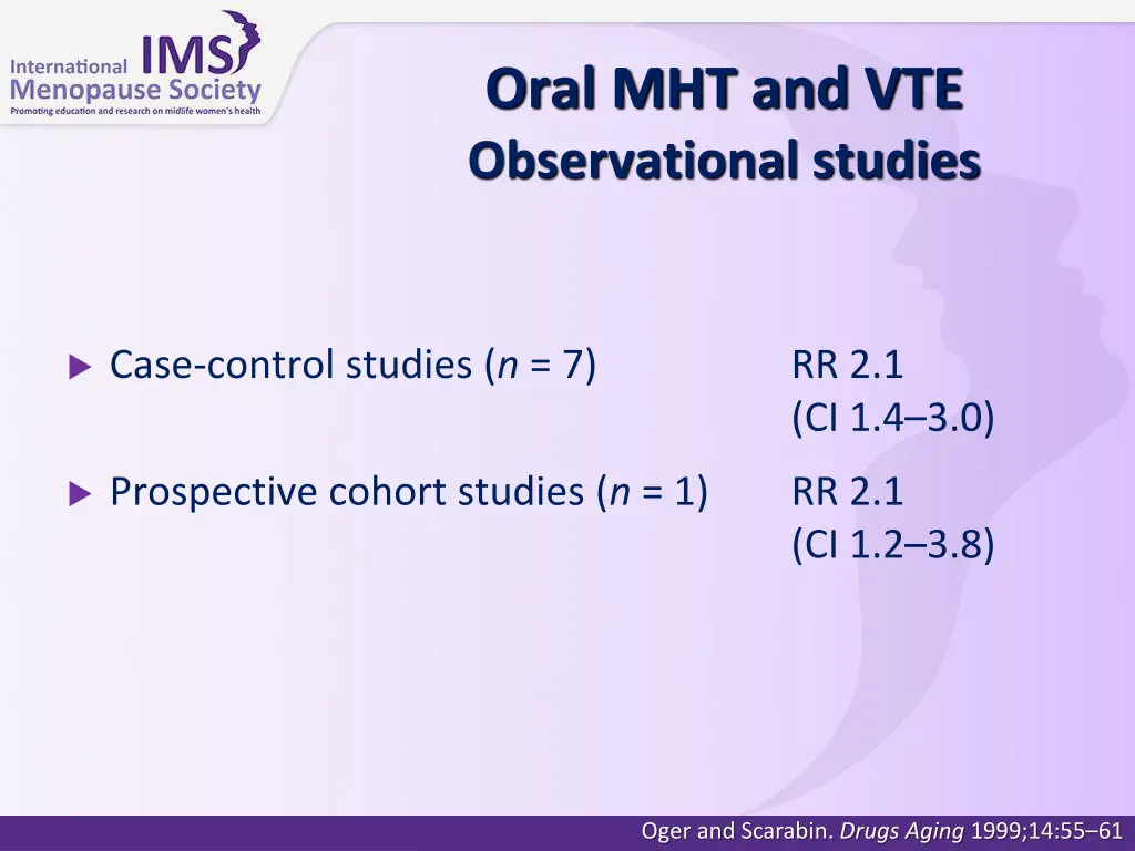 oral mht and vte observational studies