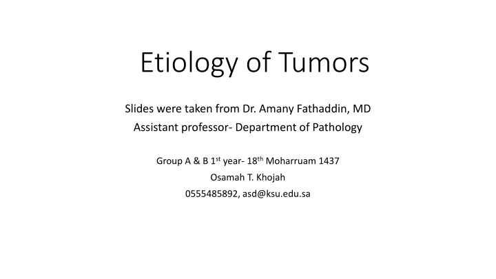 etiology of tumors