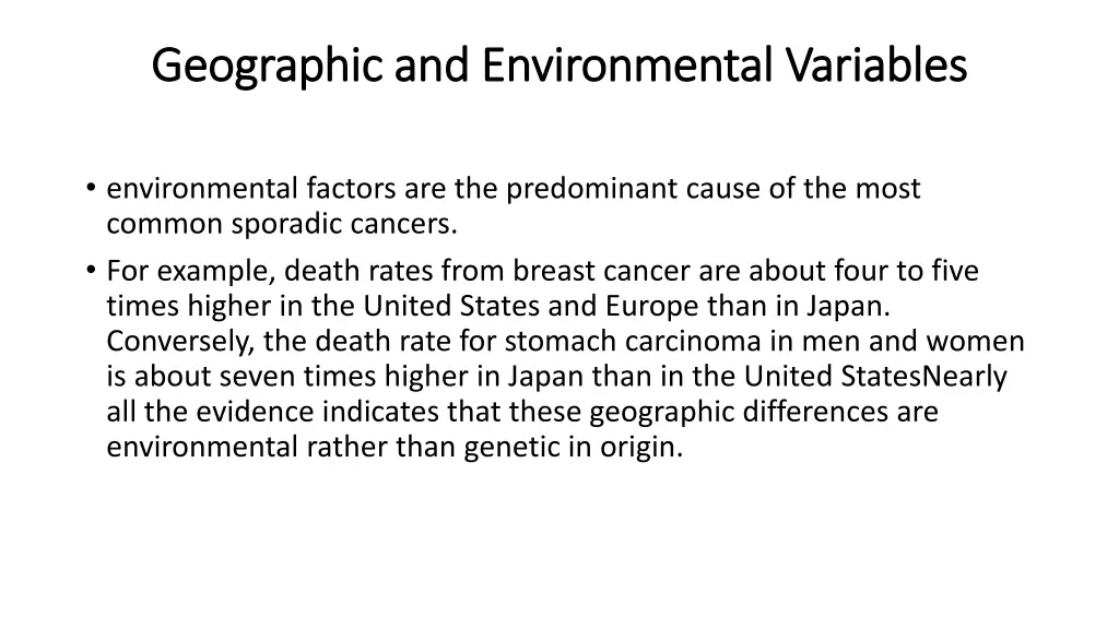 geographic and environmental variables geographic