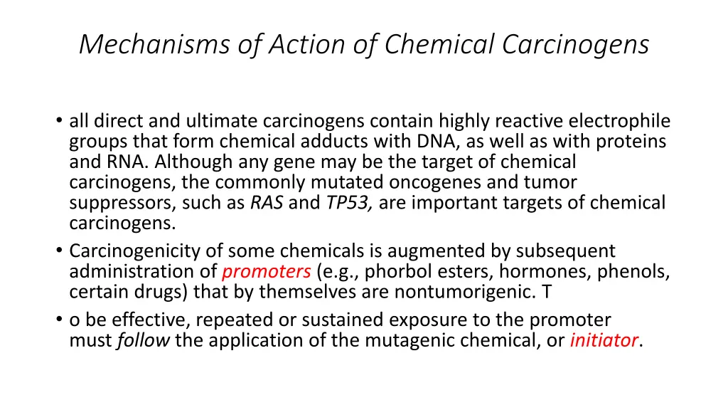 mechanisms of action of chemical carcinogens