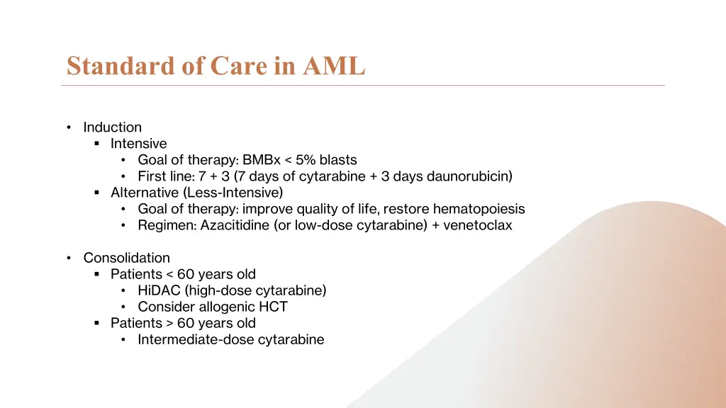 standard of care in aml