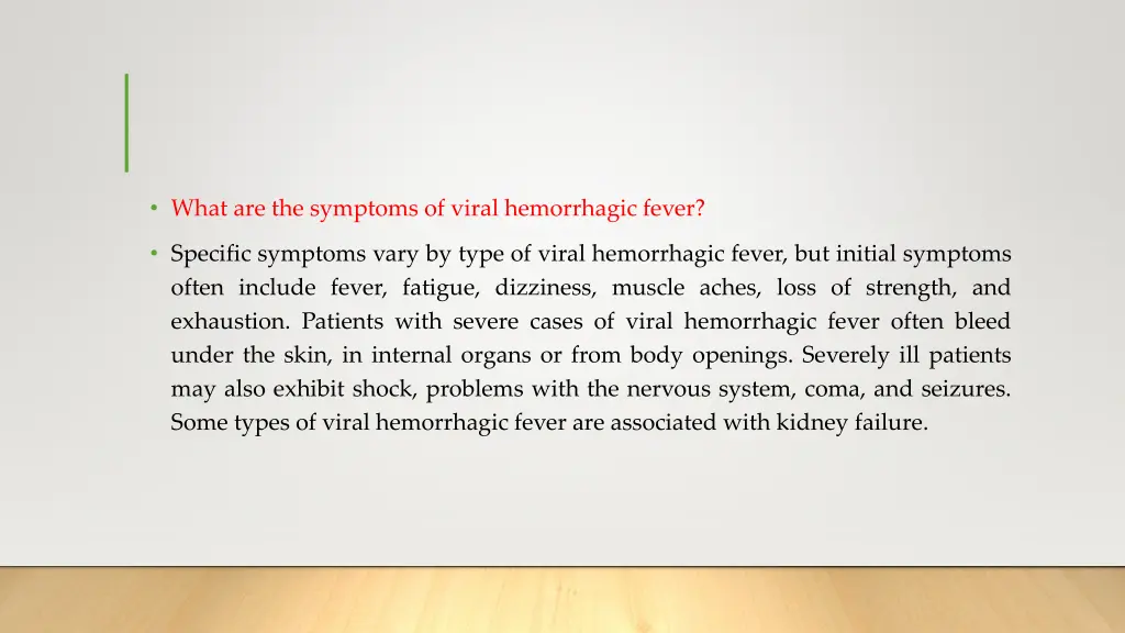 what are the symptoms of viral hemorrhagic fever
