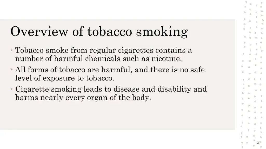 overview of tobacco smoking