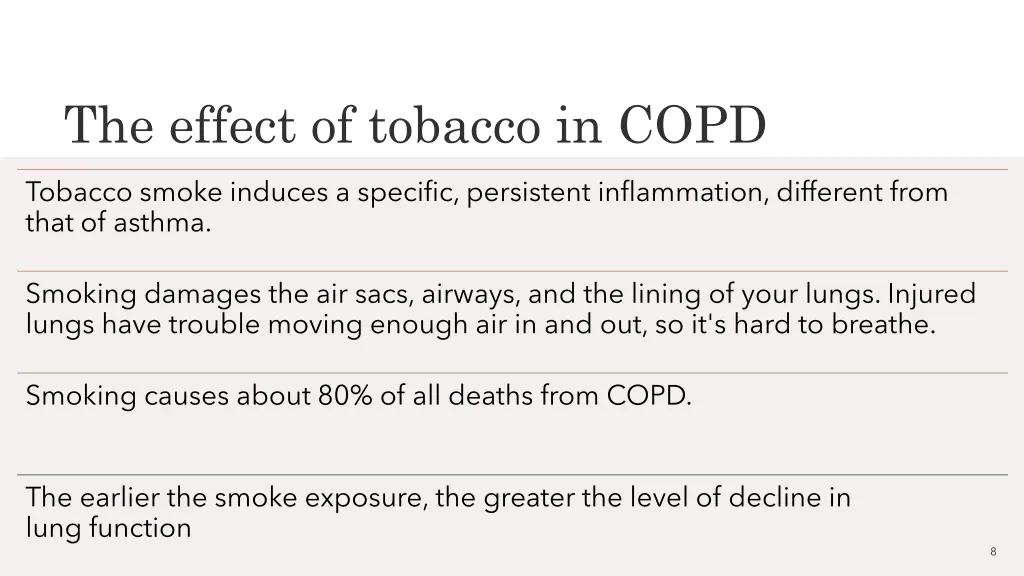 the effect of tobacco in copd