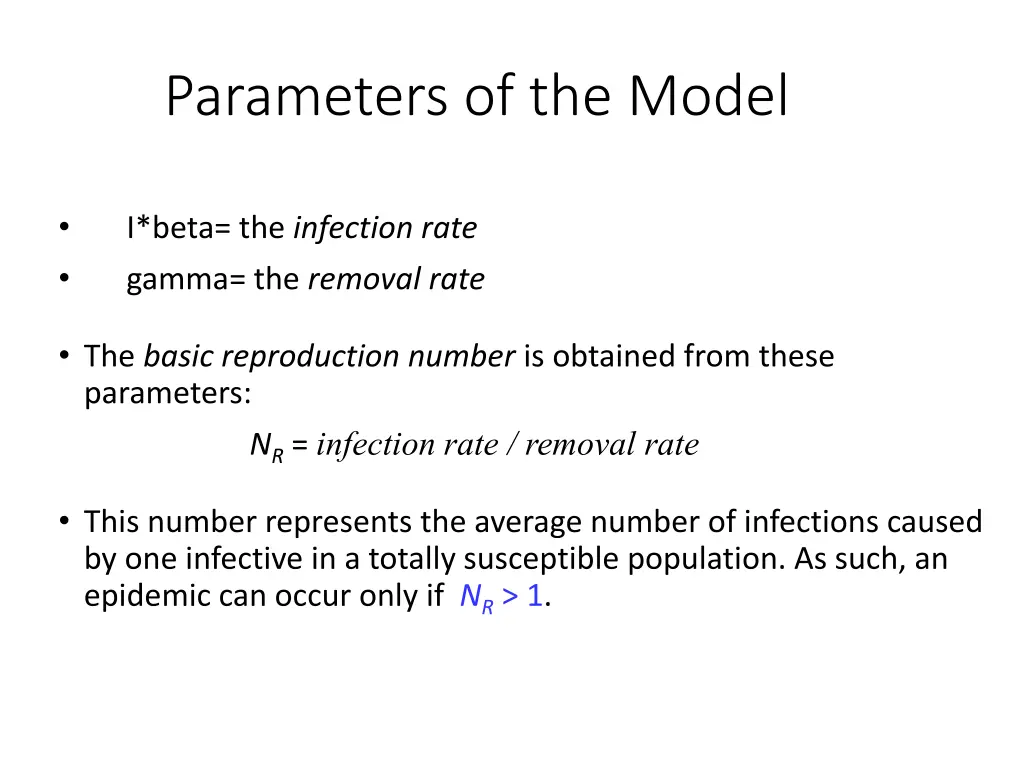 parameters of the model