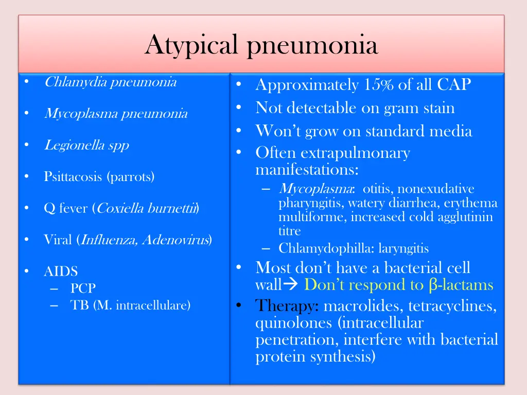 atypical pneumonia