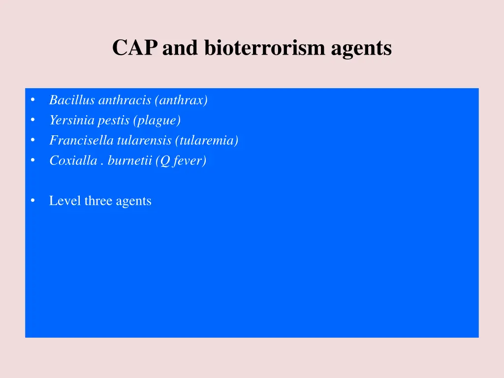 cap and bioterrorism agents