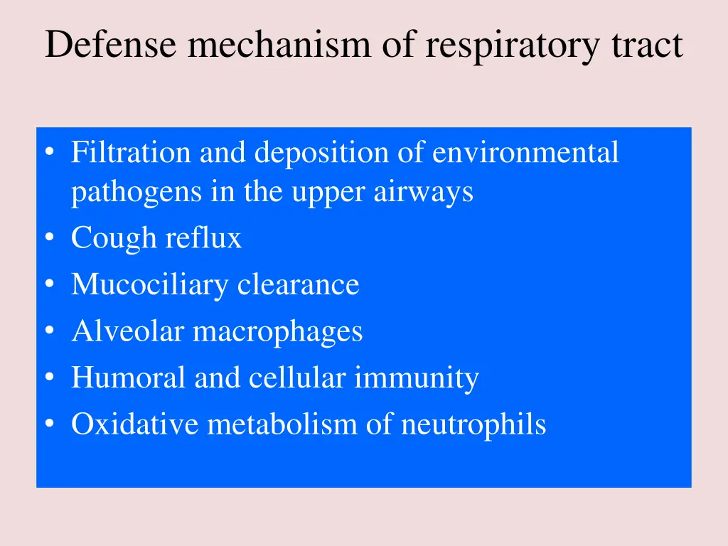 defense mechanism of respiratory tract
