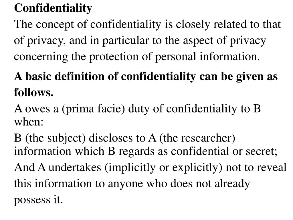 confidentiality the concept of confidentiality