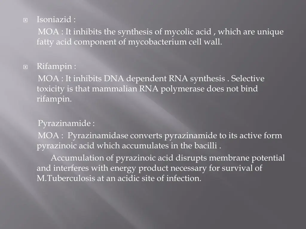 isoniazid moa it inhibits the synthesis