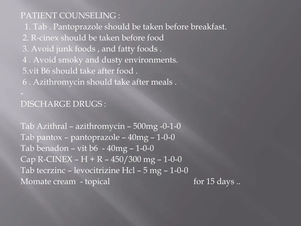 patient counseling 1 tab pantoprazole should