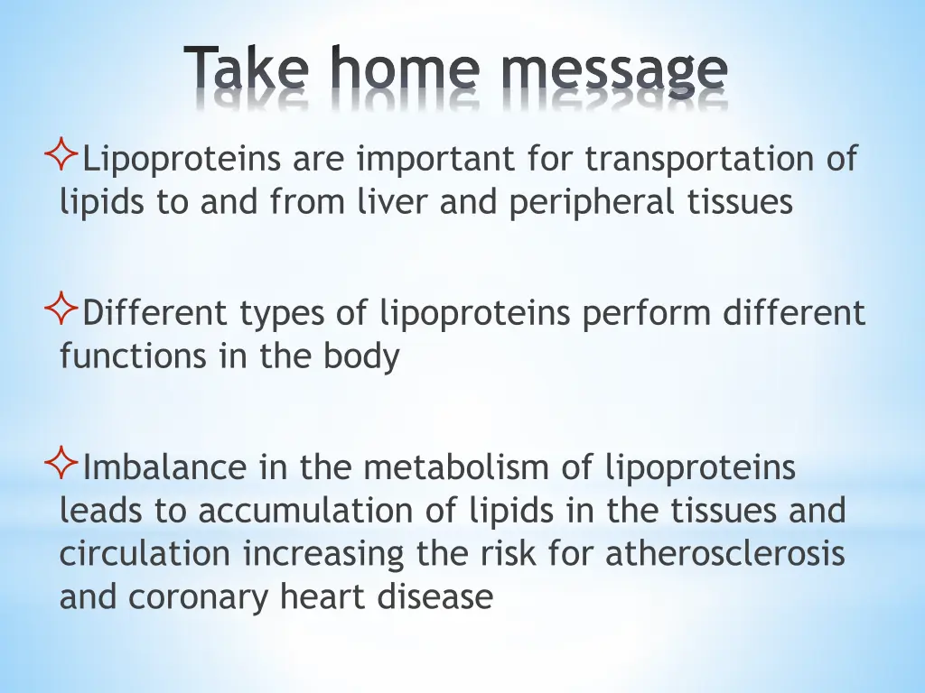 take home message