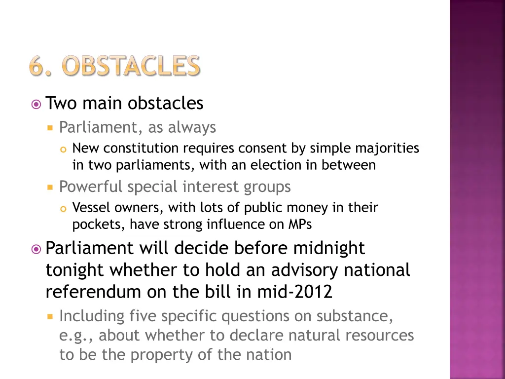 6 obstacles