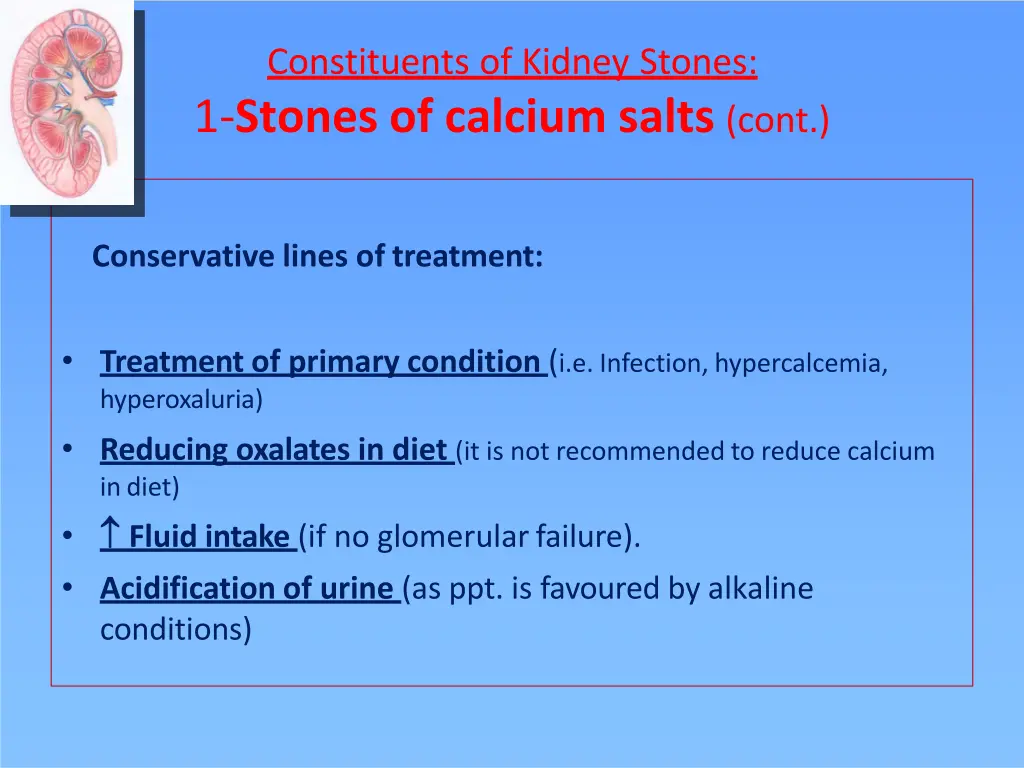 constituents of kidney stones 1 stones of calcium 2