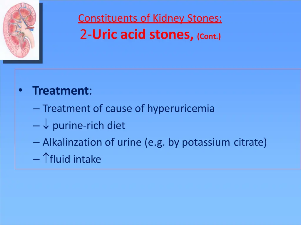 constituents of kidney stones 2 uric acid stones 1