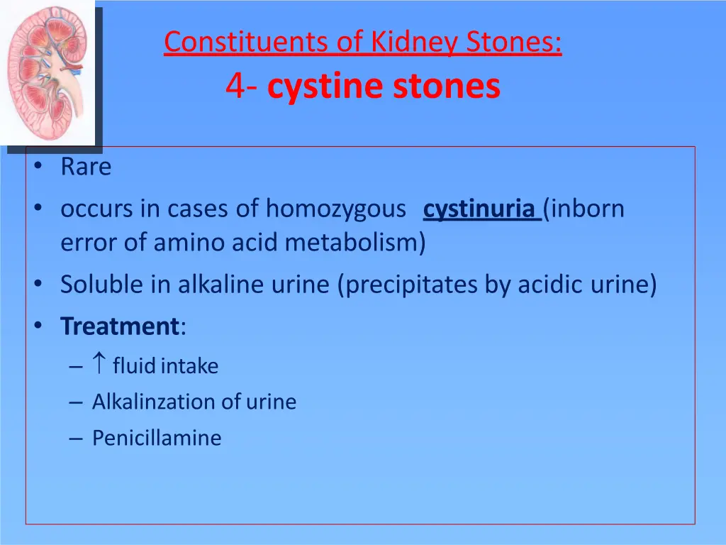 constituents of kidney stones 4 cystine stones