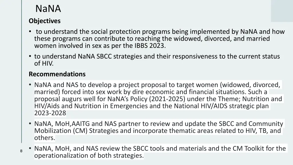 nana objectives to understand the social
