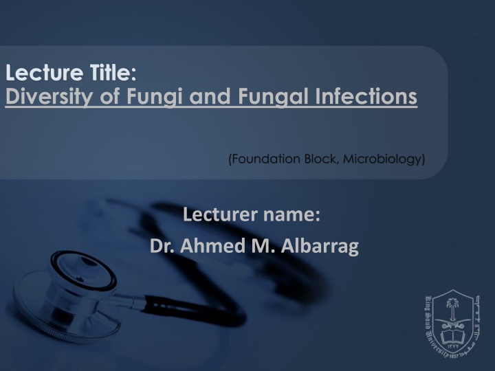 lecture title diversity of fungi and fungal