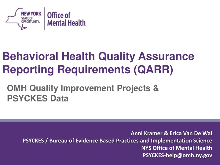 behavioral health quality assurance reporting