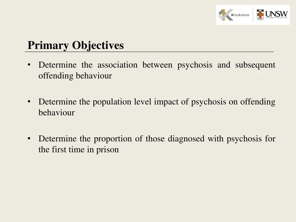 primary objectives