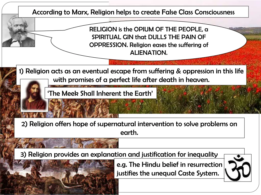 according to marx religion helps to create false